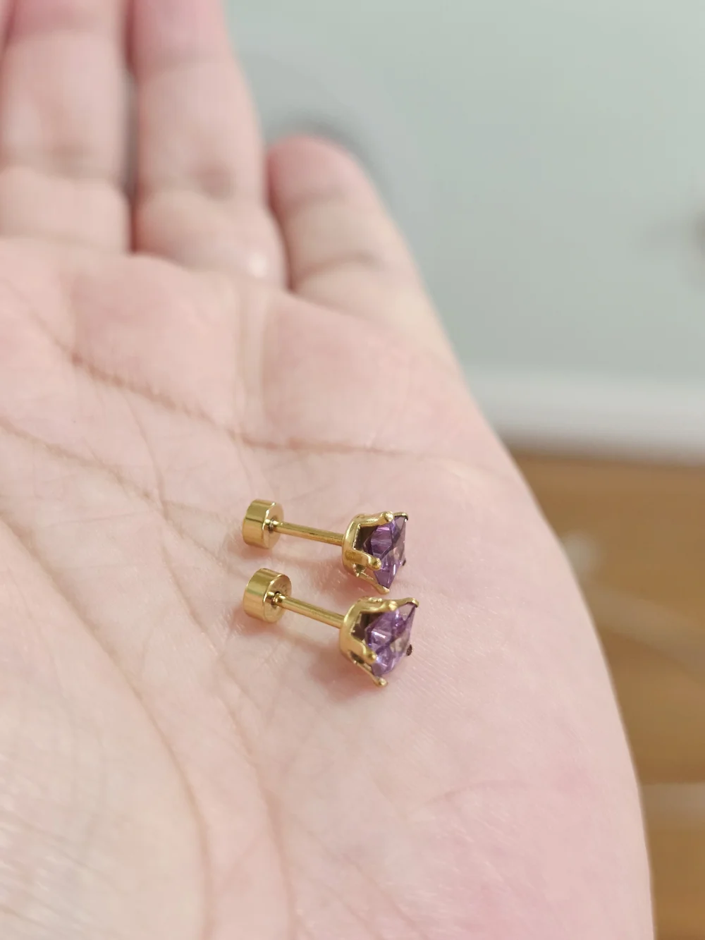 18K Gold Plated Feb Birthstone Baby Earring